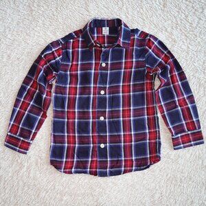 Boys Size 4T Class Club Navy and Red Plaid Button Down Oxford Shirt, Like New